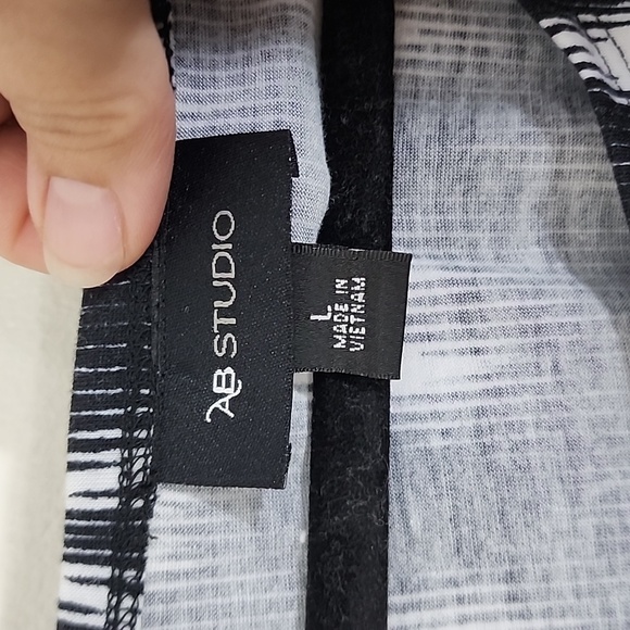 AB Studio black and white chevron print size L dress NWT - Picture 3 of 8